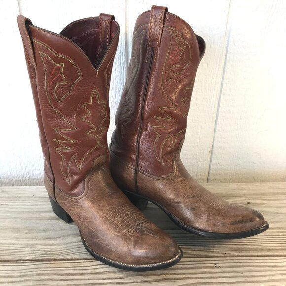 South Texas Custom Mens Bull Shoulder Cowboy Western Boots 10 D USA - Picture 1 of 13